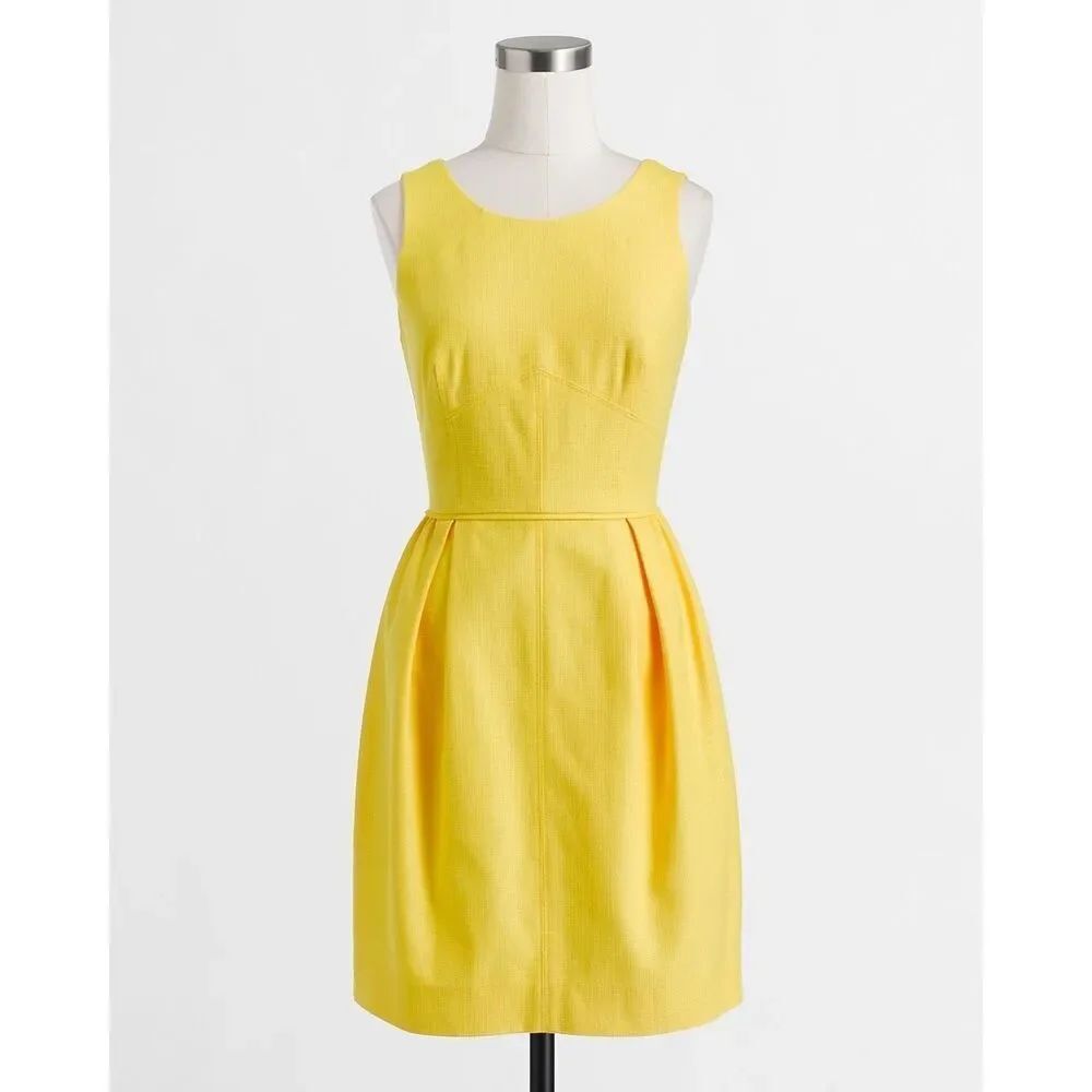 J.Crew Yellow Textured Cotton Dress. Size 2. Sleeveless. Preppy.